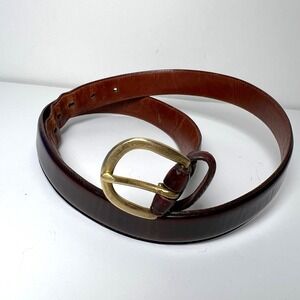90s Coach Leather Belt Solid Brass Gold Buckle Size Burgundy Women Maroon